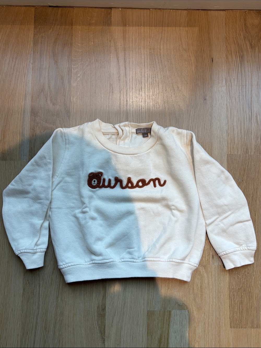 Emile et Ida Cream Sweatshirt with Brown 'Burson' Embroidery